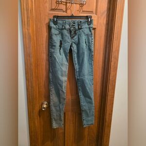 Low-Rise Slim Fit Distressed Women's Jeans - Blue